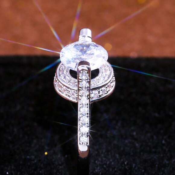 ✨ Trendy Wedding Round CZ Design Anillo Silver Dainty Ring for Women,VIP487 - Picture 2 of 6